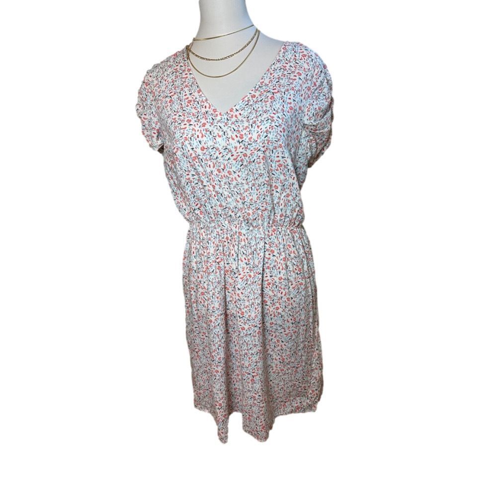 Banana Republic Floral Fit & Flare‎ Dress, Size M, White & Pink
